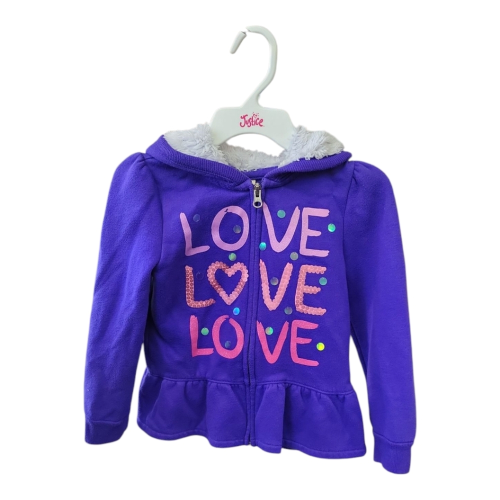 Sonoma Purple Love Hoodie with Sequins & Ruffle Size 5